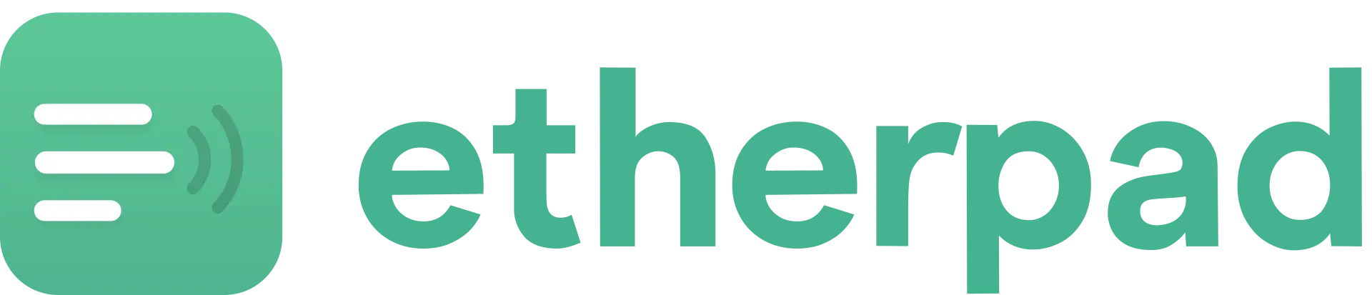 Das Logo der Plattform EtherPad, das aus dem ausgeschriebenen Namen rechts und einem kleinen Viereck mit Symbol für Übertragung links besteht.