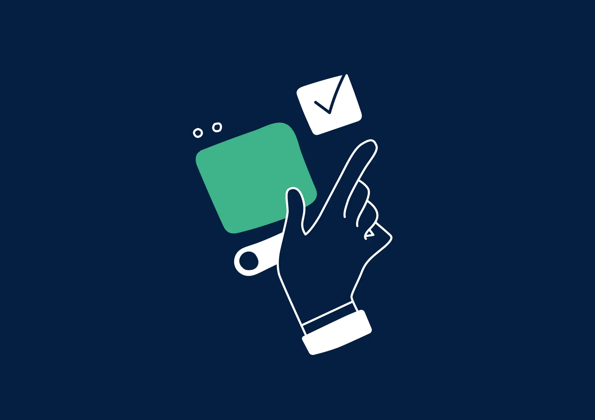 Illustration von einer Hand, die verschiedene Kacheln mit dem Zeigefinger verschiebt. Diese sollen verschiedene Apps oder Browser-Fenster darstellen.